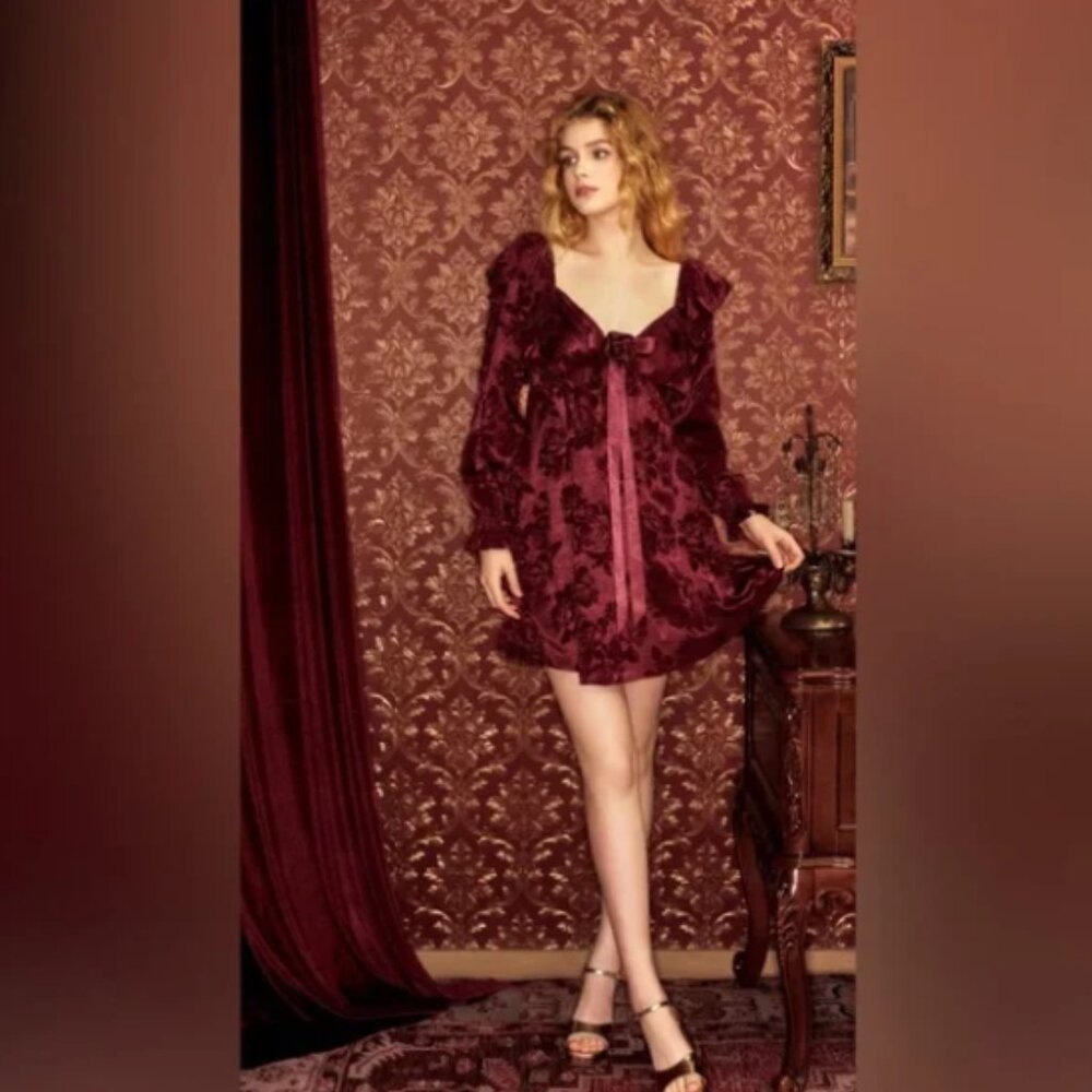 Lait Collection Blake Satin Rosette Mini Dress